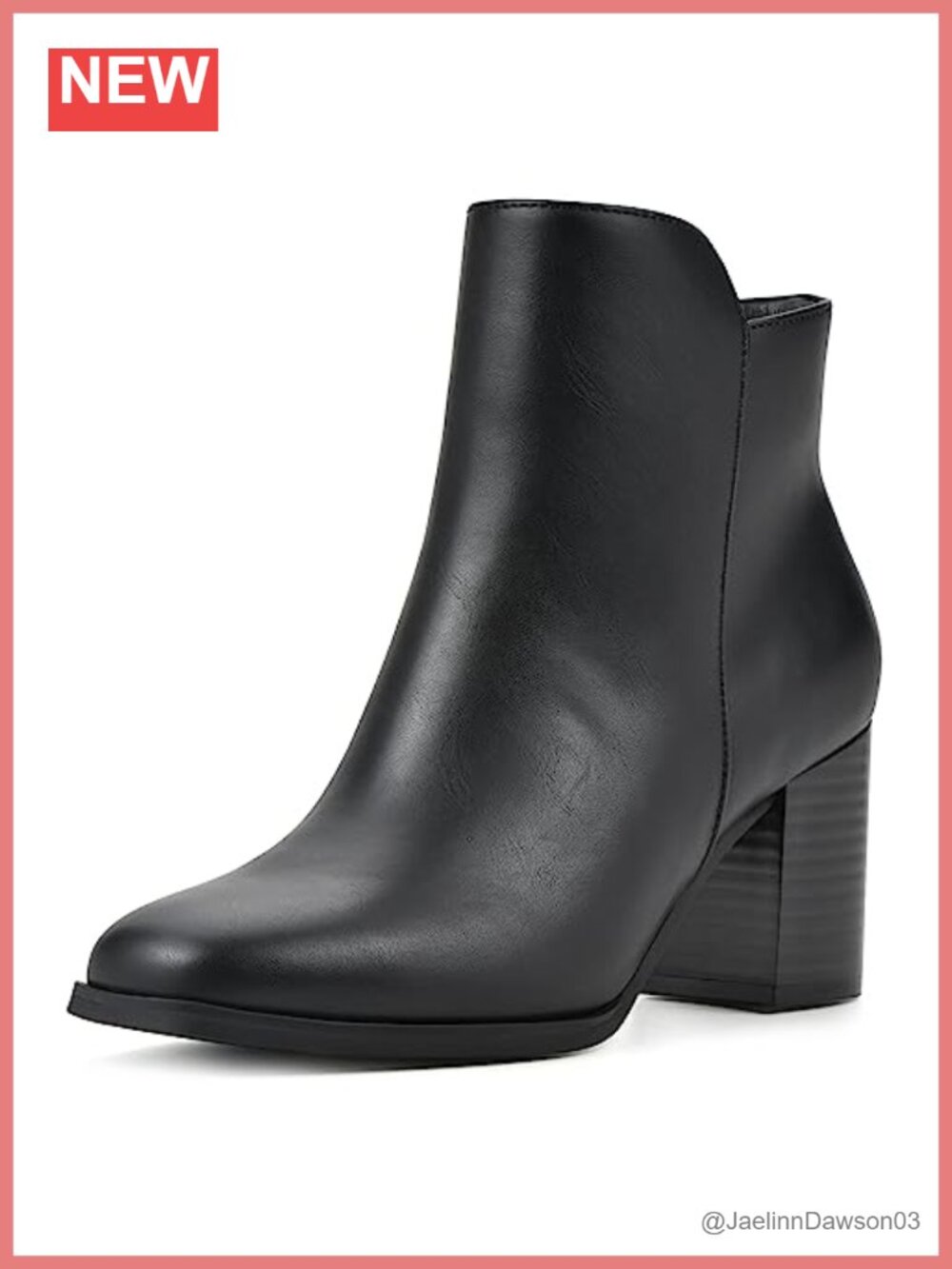 Women's Block Heel Ankle Bootie Faux Stacked Heel Zip Dress Boots